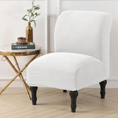 Armless Chair Slipcover - White - Stretchy, Removable, Spandex, Furniture Protector