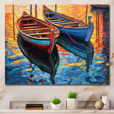 Deux bateaux dans le port II sur toile