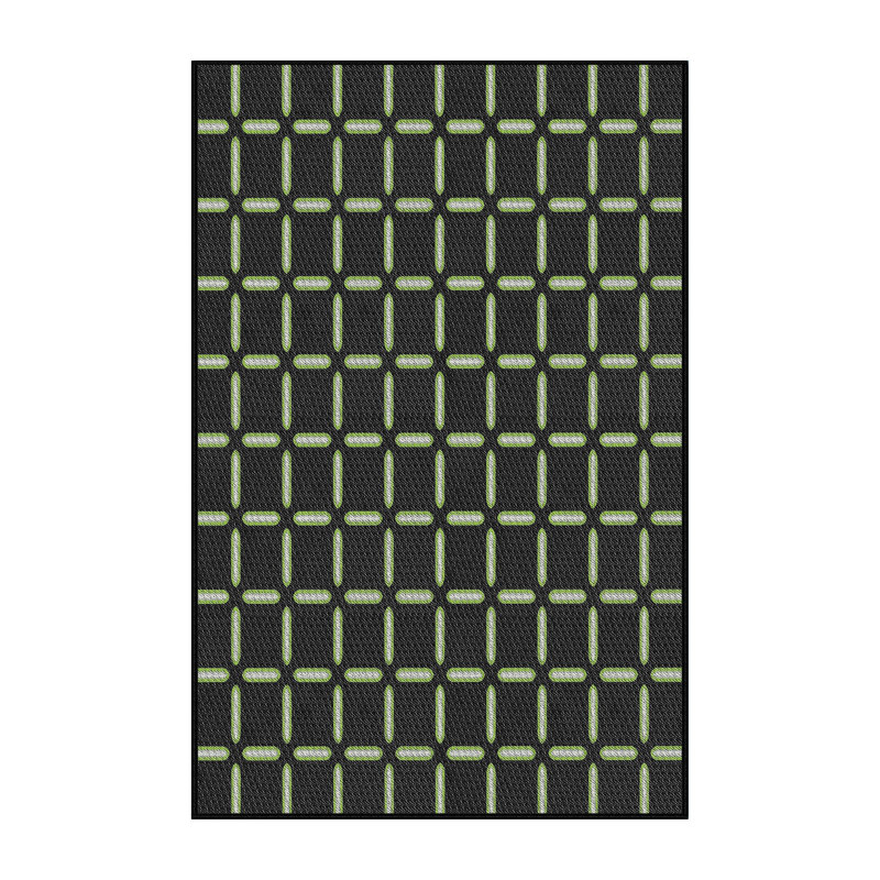 Tapis noir/vert tissé à la machine, Rectangle 5 pi x 7 pi