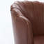 Fauteuil pivotant à pétales brun - base en métal pivotant à 360 °, fauteuil de bureau à oreilles en cuir véritable à grain supérieur, siège d'appoint de bureau incurvé à conception cannelée-1336311092