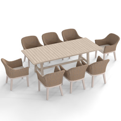 Outdoor 8-person Dining Set With Cushions