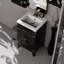 Meuble-lavabo simple en chêne noir 20 po Largeur, miroir de 18 po, comptoir en acrylique, fermeture en douceur et capacité de rangement avec plateau et compartiment
