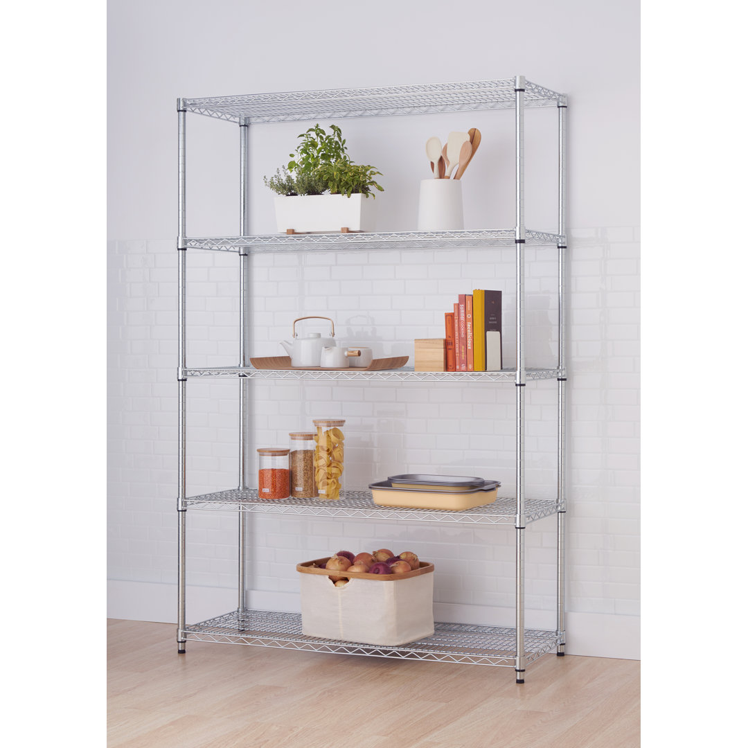 TRINITY EcoStorage Chrome 5-Tier Steel Wire Shelving Unit (48 in. W x 72 in. H x 18 in. D) Trinity