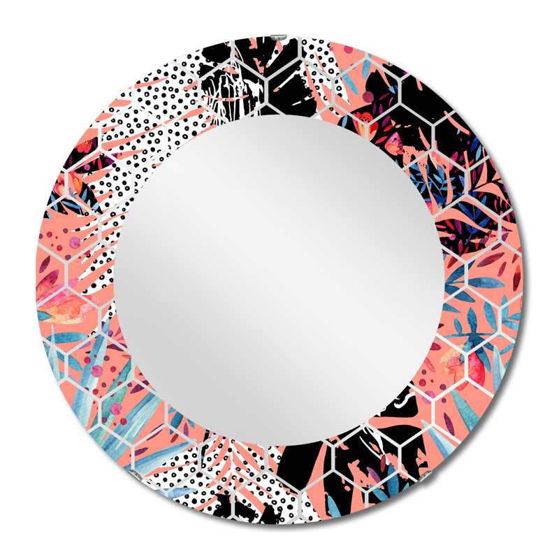 Tropical Tropical Patchwork II - Miroir mural tropical, 24 po x 24 po