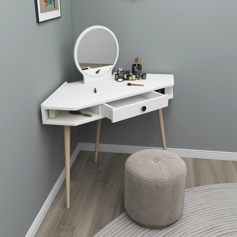 Bristoly Dressing Table with Mirror, White