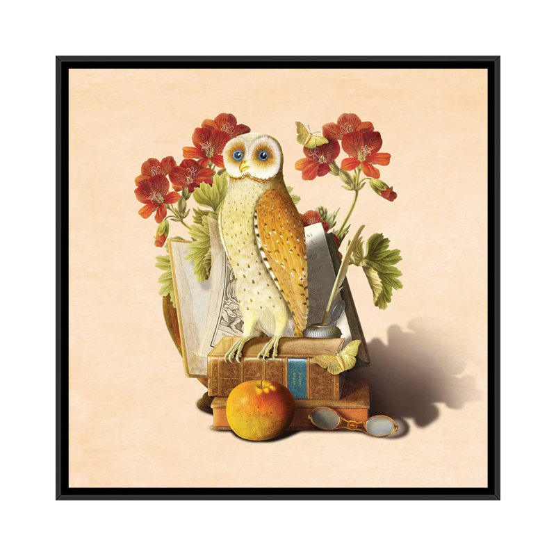 Hibou apprenti, H 18 po x l 18 po x P 1,5 po, Toile avec cadre noir