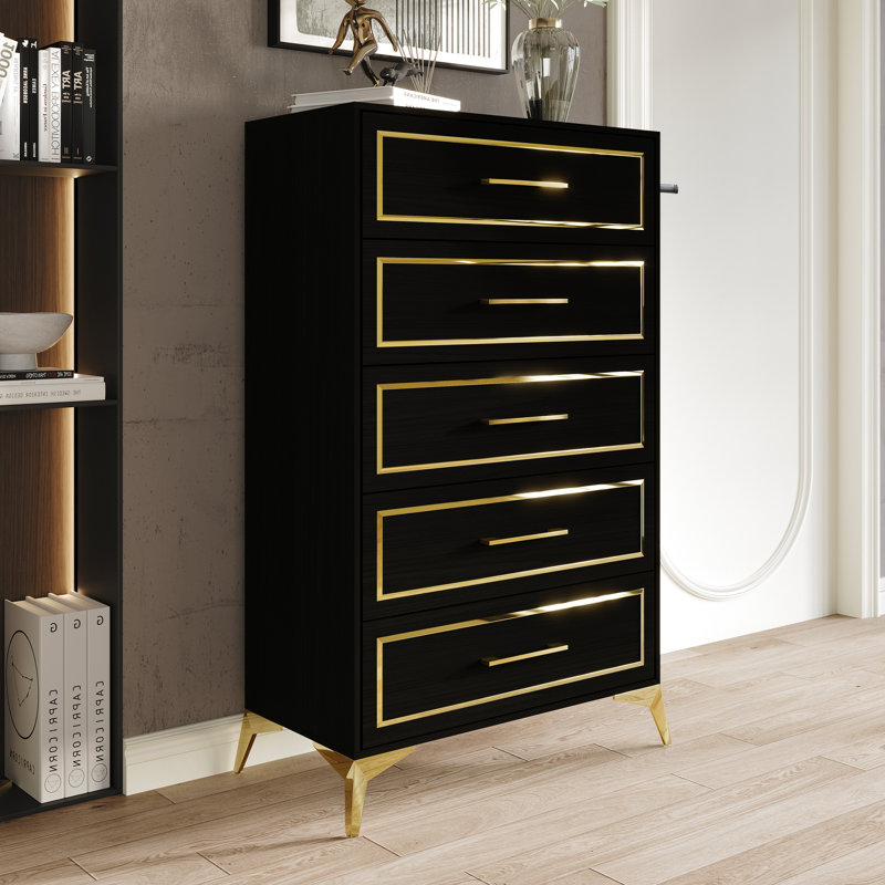 Commode 5 tiroirs Baccus, Noir