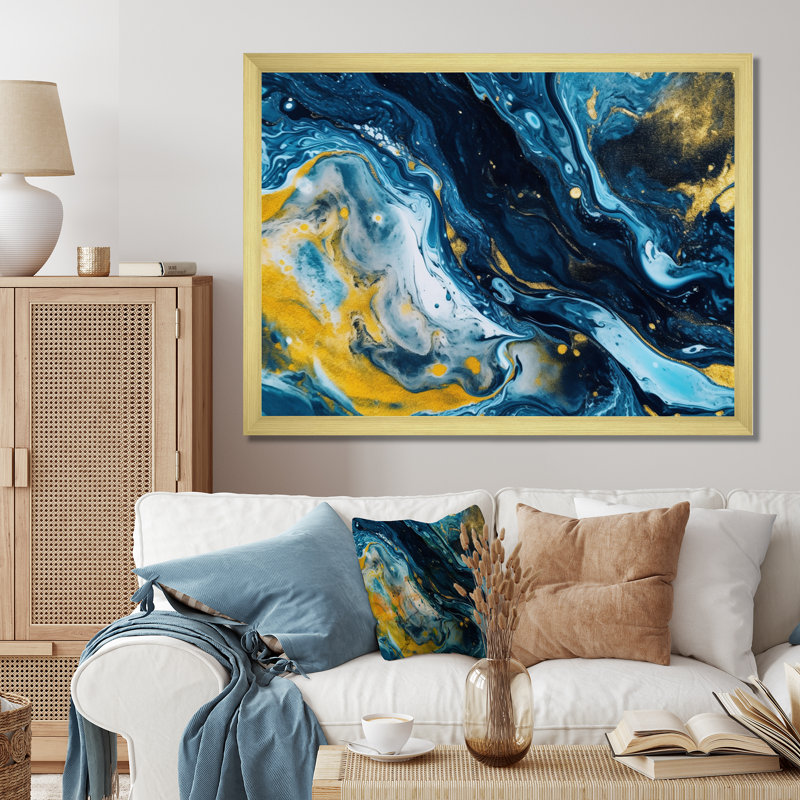 Agathe Ripple Golden Rivers V, reproduction d'art sur toile, Cadre doré à une seule photo, H 24 po x l 32 po x P 1 po