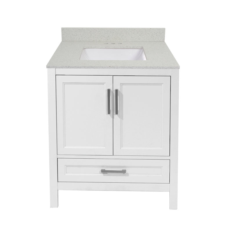 Ensemble de meuble-lavabo simple 25 po Aldino, Blanc, Blanc galaxie