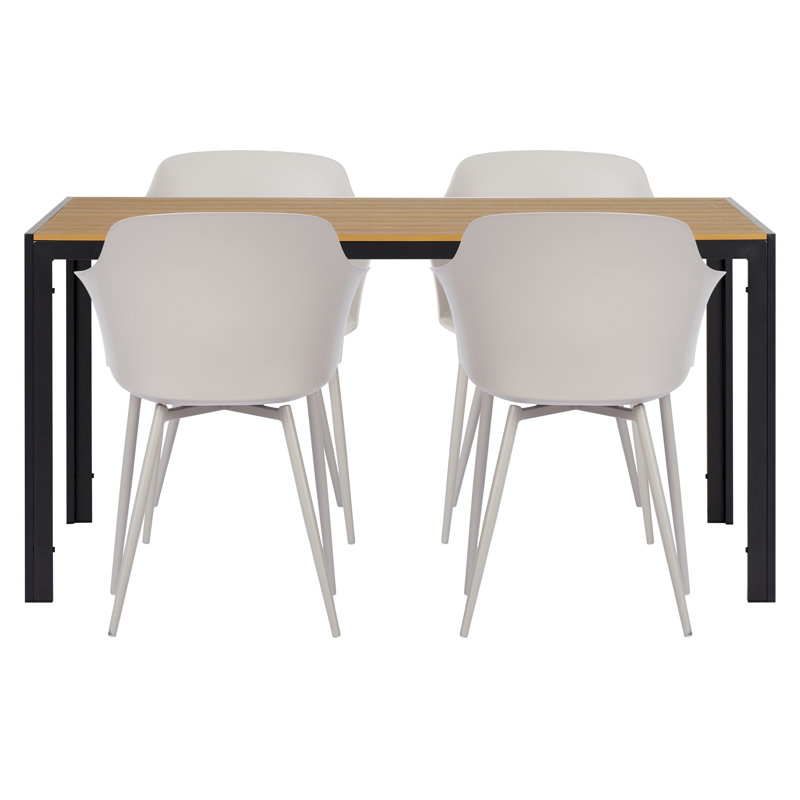 Dimas 4 - Person Patio Dining Set with Rectangular Table, Teak/Flint Grey