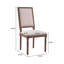 Ensemble de 2 chaises de salle à manger de style campagnard français, dossier rembourré rectangulaire, structure en hévéa massif avec pieds cannelés sculptés, finition bois rustique vieilli, pour la cuisine et la salle à manger, mobilier d'intérieur.