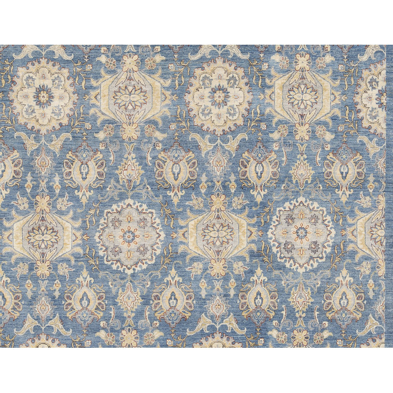 Tapis bleu de haute qualité noué à la main