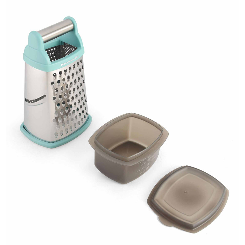 Aqua Stainless Steel Box Grater with Storage Container