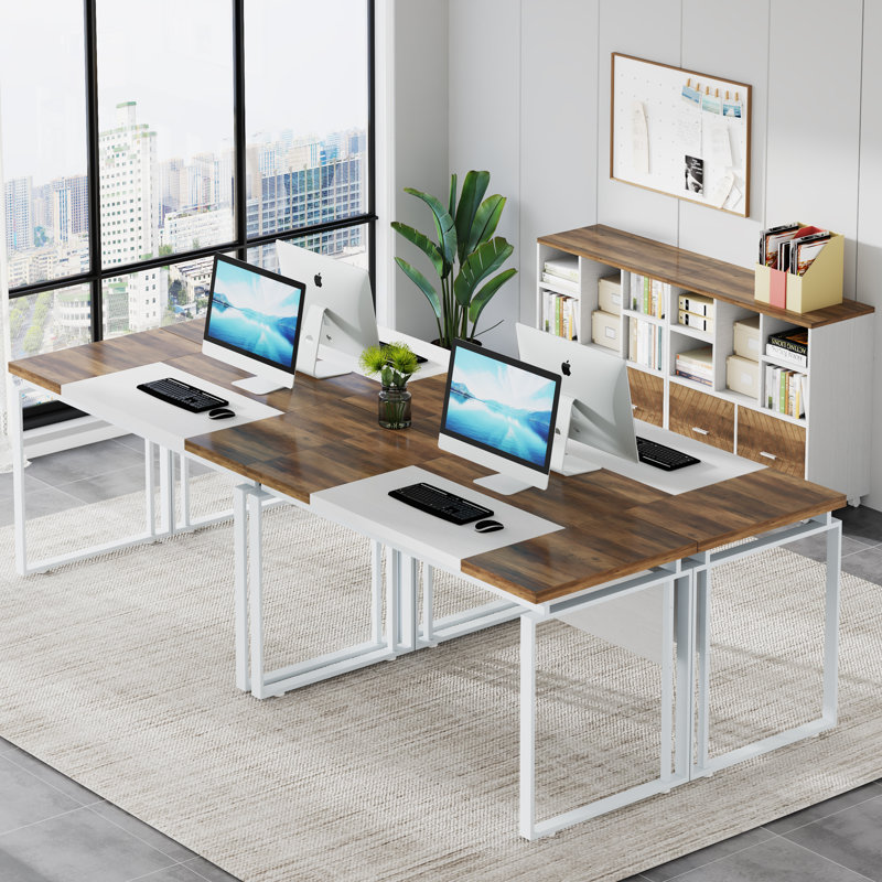 Latitude Run® Burgener L-Shape Executive Desk with File Cabinet ...