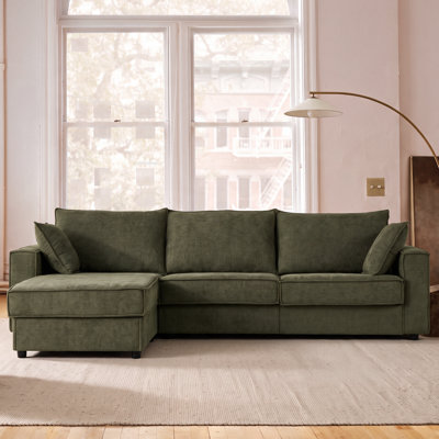 L-Shaped Sectional Sofa with Reversible Chaise, Linen Fabric Upholstered Couch with Removable Cushions & Pillows, Modern Living Room Furniture