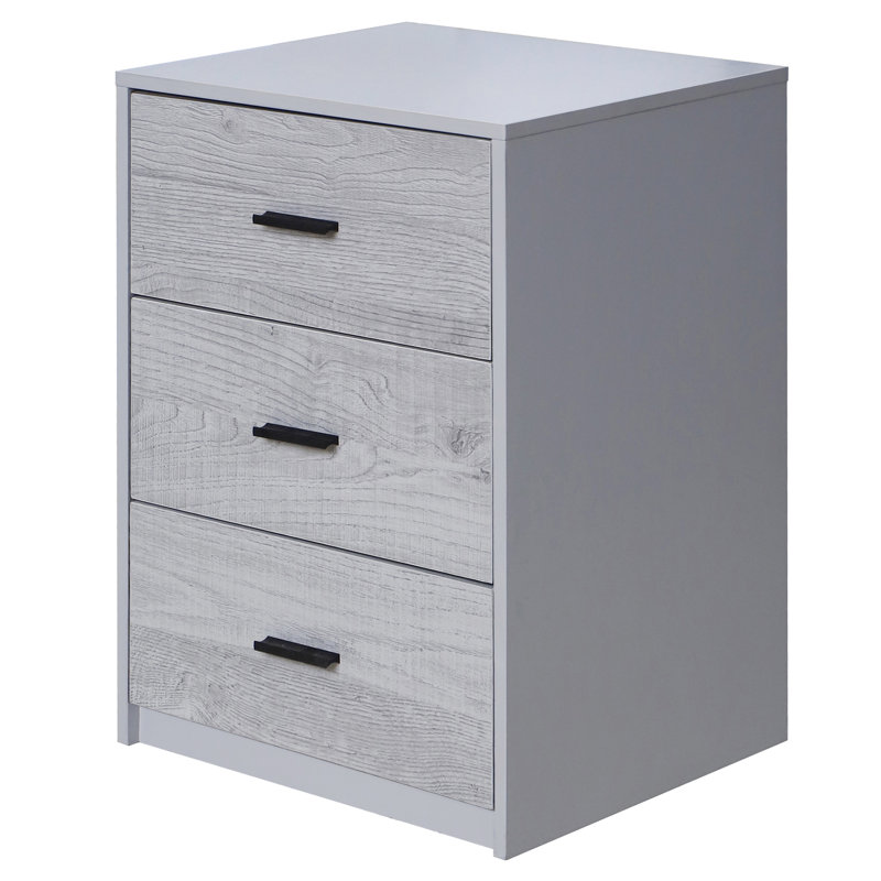 Diakite 40cm W Manufactured Wood Bedside Table, Grey/Ash Grey