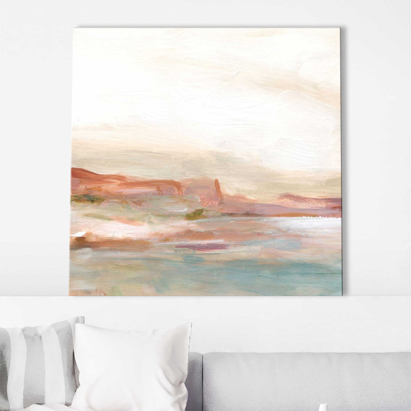 «Twilight Desert Mirage» par Carol Robinson - Peinture, L 18 po x H 18 po, Toile tendue