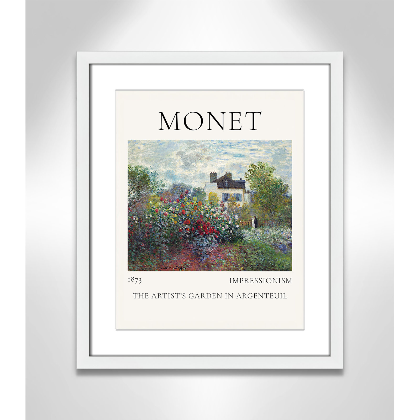 Rocchetto "Artists Garden in Argenteuil" Print, White Single Picture Frame, Yes, 19" H x 16" W x 1.25" D
