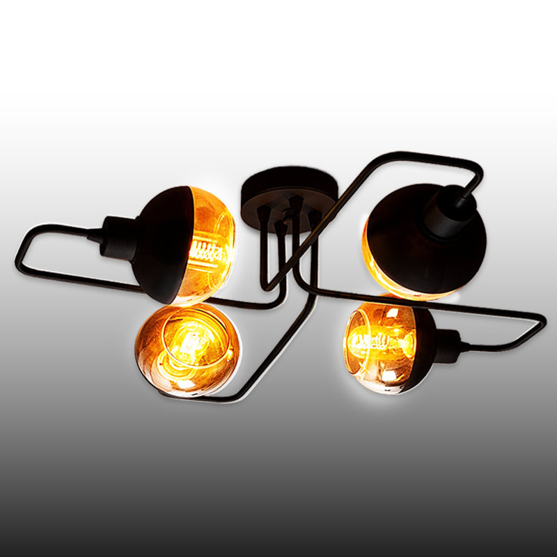 4 Lights Metal Body Glass Cap Classical Semi-Flush Mount