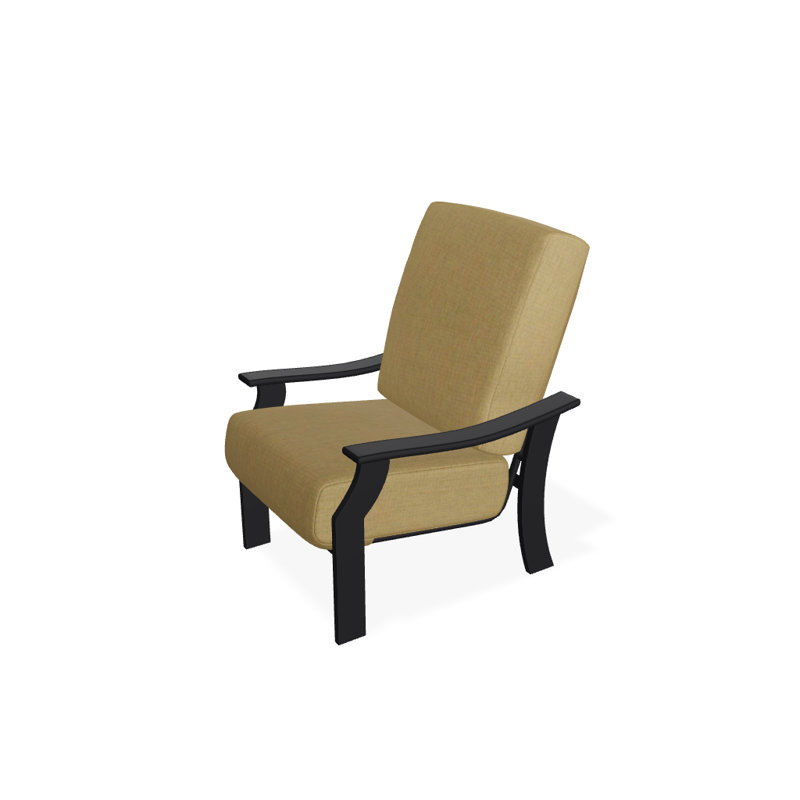 St. Catherine Outdoor Lounge Chair, Canvas Heather Beige Sunbrella® Canvas, Textured Black