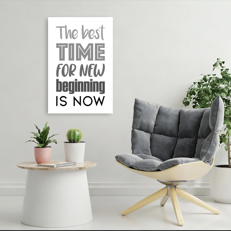 New Beginning Now Bold Minimalist Modern Wall Art Print 1 Piece Wrapped Canvas Wall Art, 91.44cm H x 60.96cm W