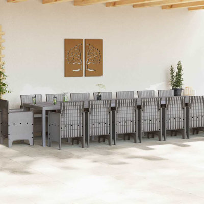 VidaXL Garden Dining Set 17 Pcs Light Grey Poly Rattan