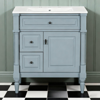 Meuble-lavabo 30 po avec lavabo, bleu