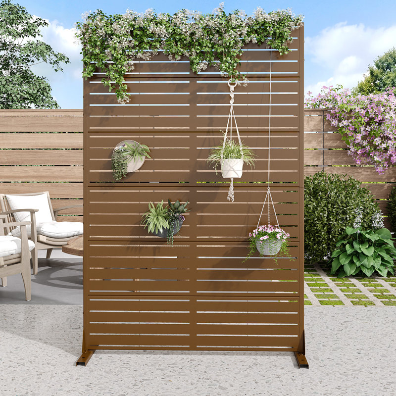 72"x 47" Outdoor Rectangular Metal Privacy Screen, Brown