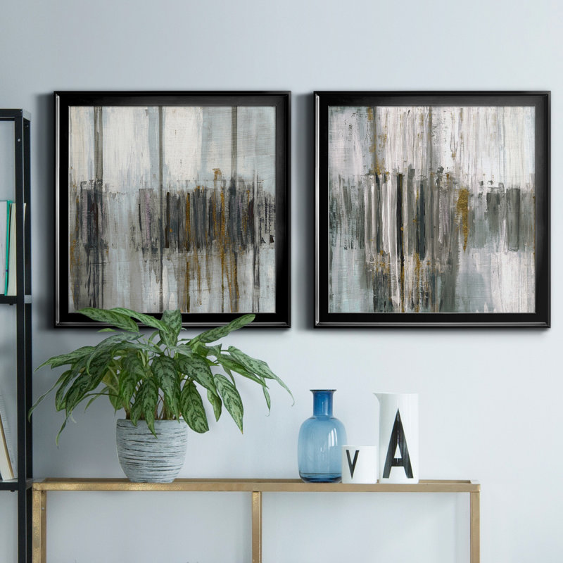 «Saturnia Spring I», ensemble de 2 peintures sur toile encadrées, Noir, H 17,5 po x l 35 po x P 1,5 po