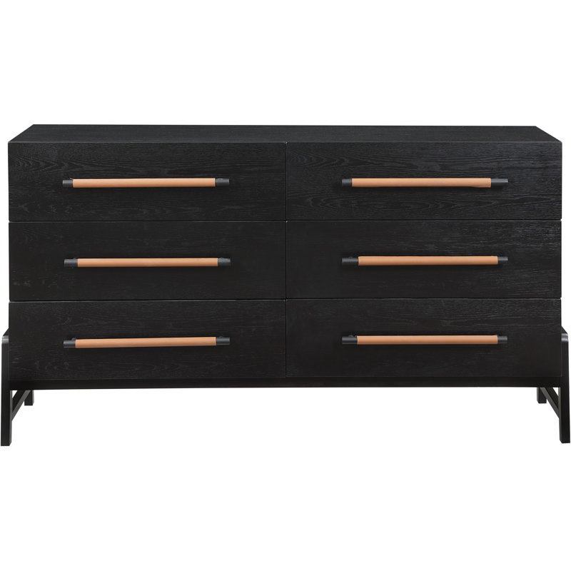 Commode 6 tiroirs Kaya, Noir