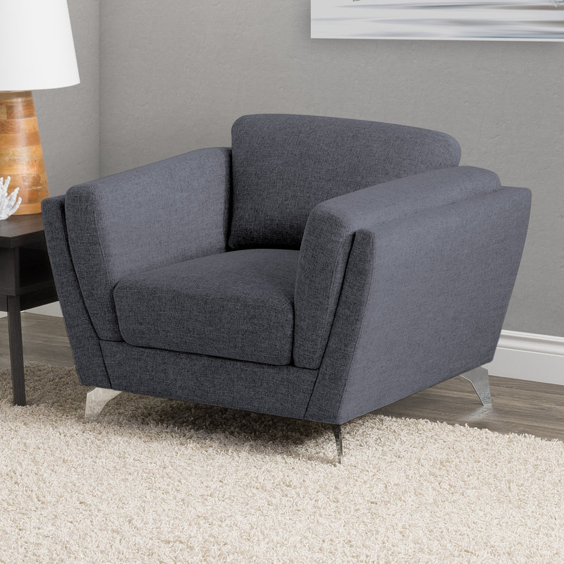 Fauteuil l 28 po Castin, Mélange de polyester bleu foncé