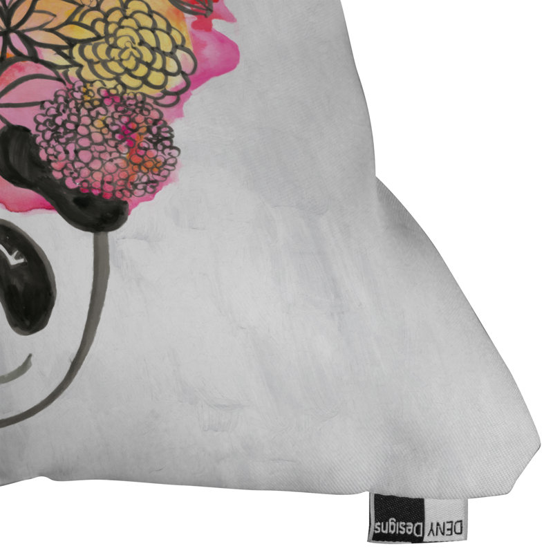 Panda Flower Throw Pillow, 16" x 16"
