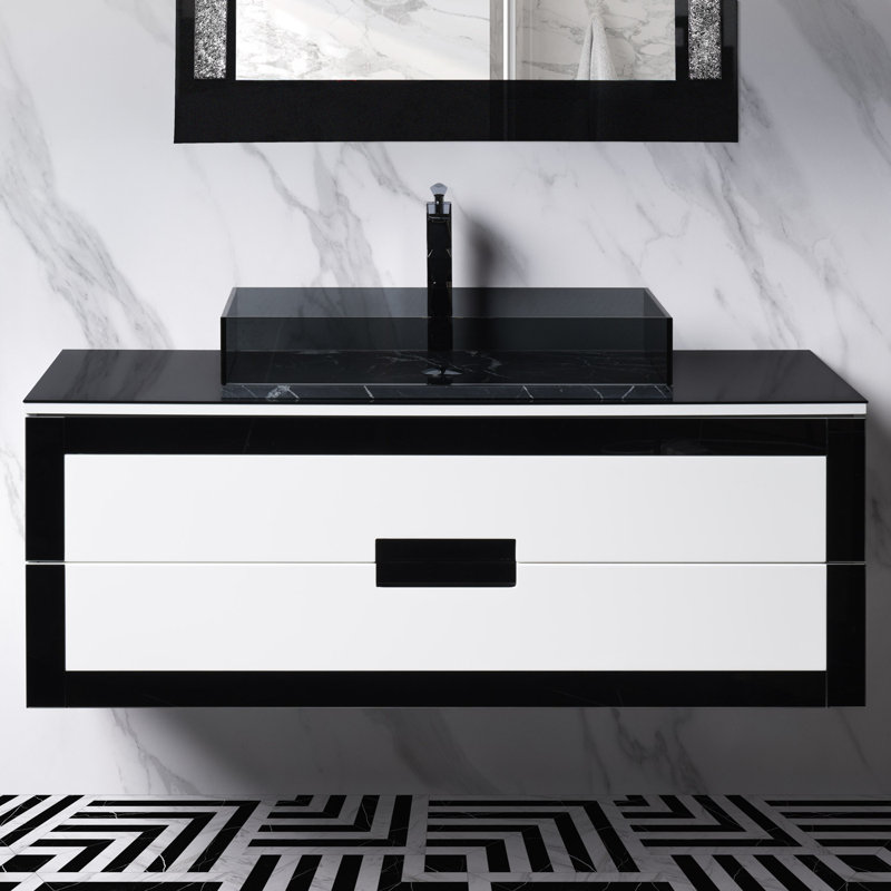 Luca 4.71'' Single Bathroom Vanity with Tempered Glass Top