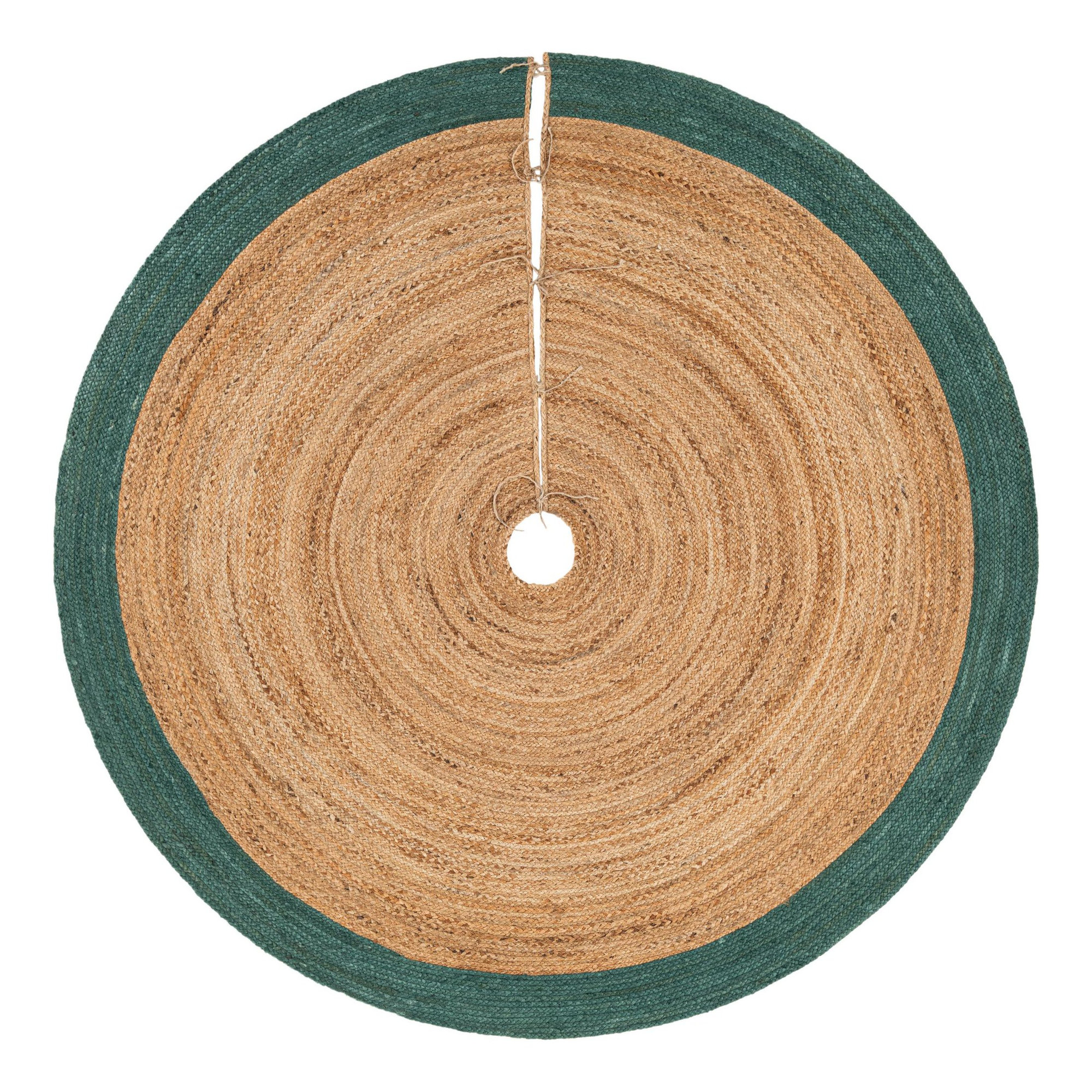Burlap Tree Skirt, Green/Beige, Round 7'1"