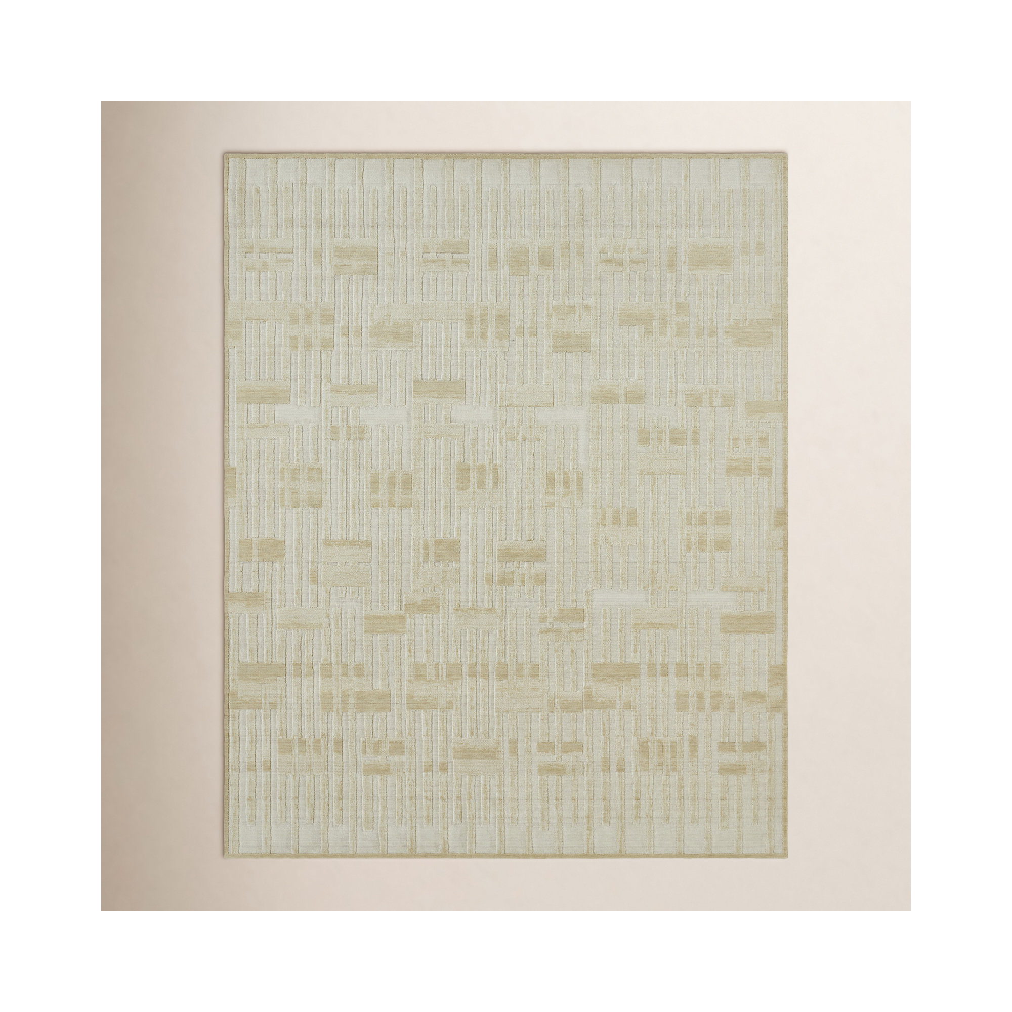 Wool Rug, Runner 2'6" x 8', Cream/Sand/Azure Abstract
