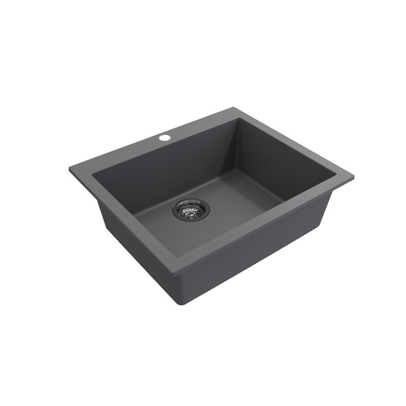 Campino 24'' L Single Basin Kitchen Sink, Concrete Gray