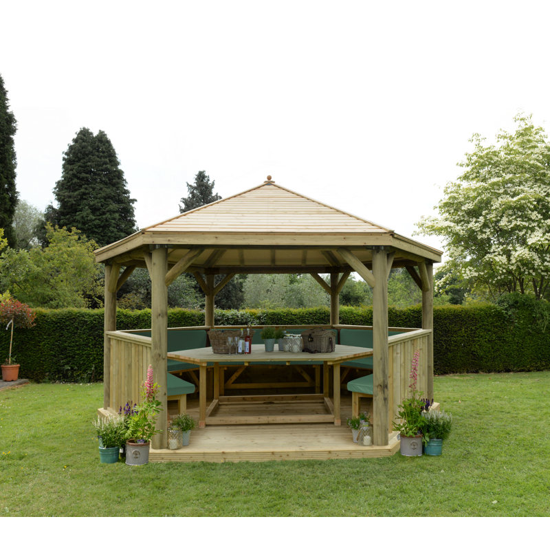 Furnished 4.9m x 4.3m Wooden Gazebo with Timber Roof with Installation Service