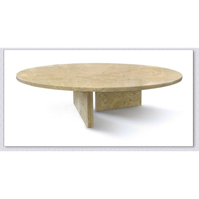 Table basse luxueuse en marbre naturel beige et jaune doré, centre de table en pierre véritable, H 35,4 po