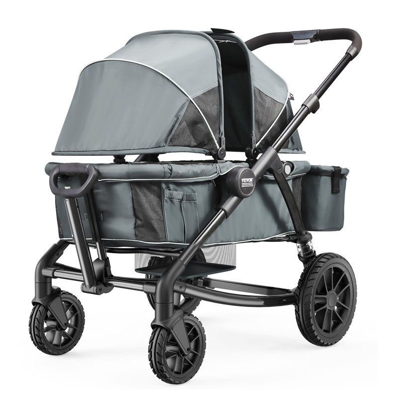VEVOR Foldable Multi-Child Stroller with Storage, Black Gray