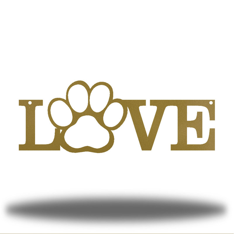 Décoration murale «Love Paw», Or, H 6,5 po x l 18 po x P 0,01 po