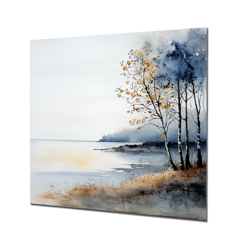 «Minimalist Beach At Dawn I» - art mural nautique en métal, reproduction métallique sur la plage, H 16 po x l 16 po