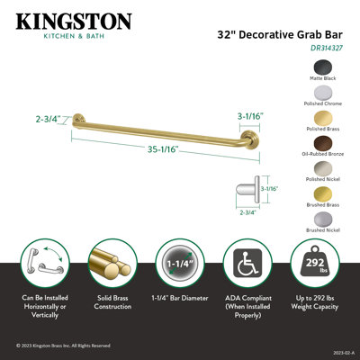 Kingston Brass Restoration 1-1/4 Inch O.D Grab Bar