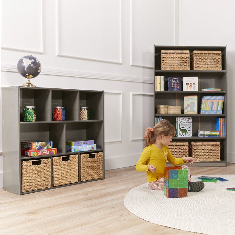 Grey Wash 8-Compartment Kids Storage Cabinet