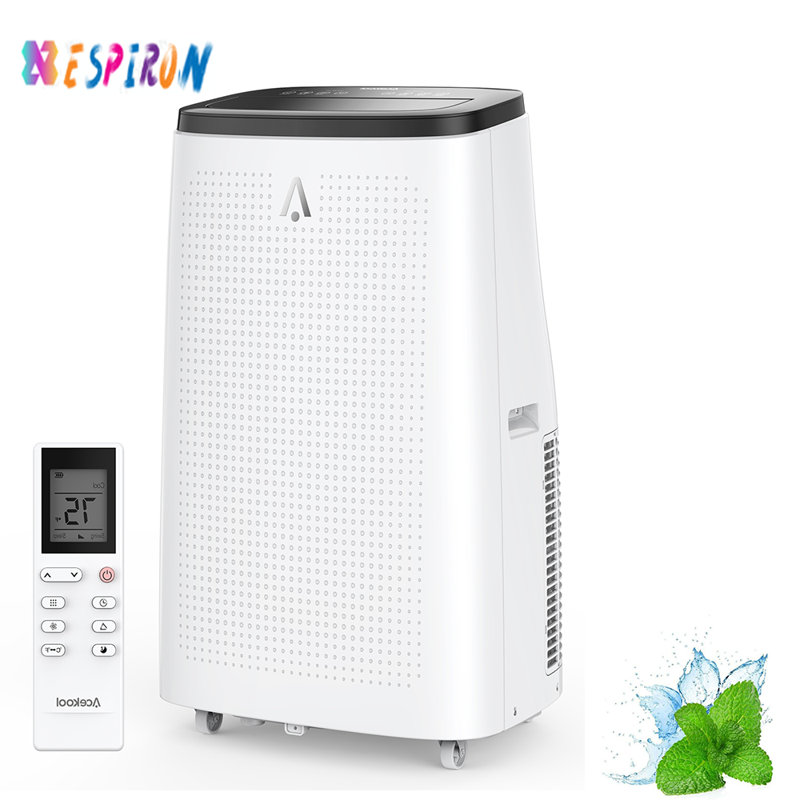 Climatiseur portatif 14 000 BTU avec télécommande, unité de climatisation silencieuse à 700 pieds carrés, couvercle noir avec minuterie 24 heures