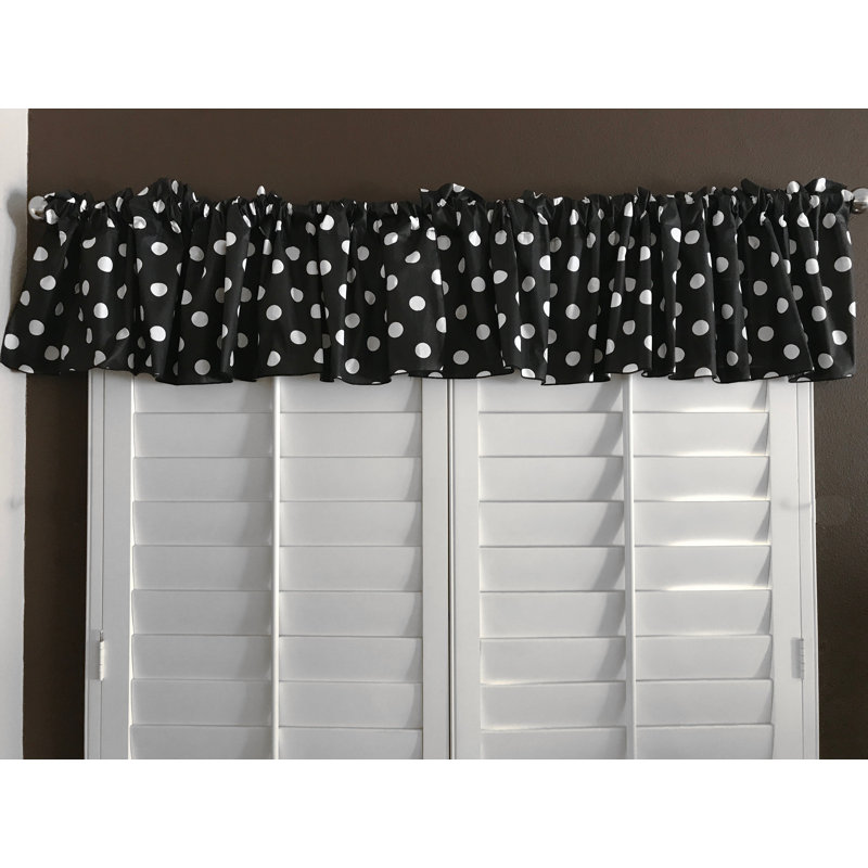 Cantonnière sur mesure en mélange de coton à pois 58 po Chrisman, L 58 po x L 16 po, Noir / blanc