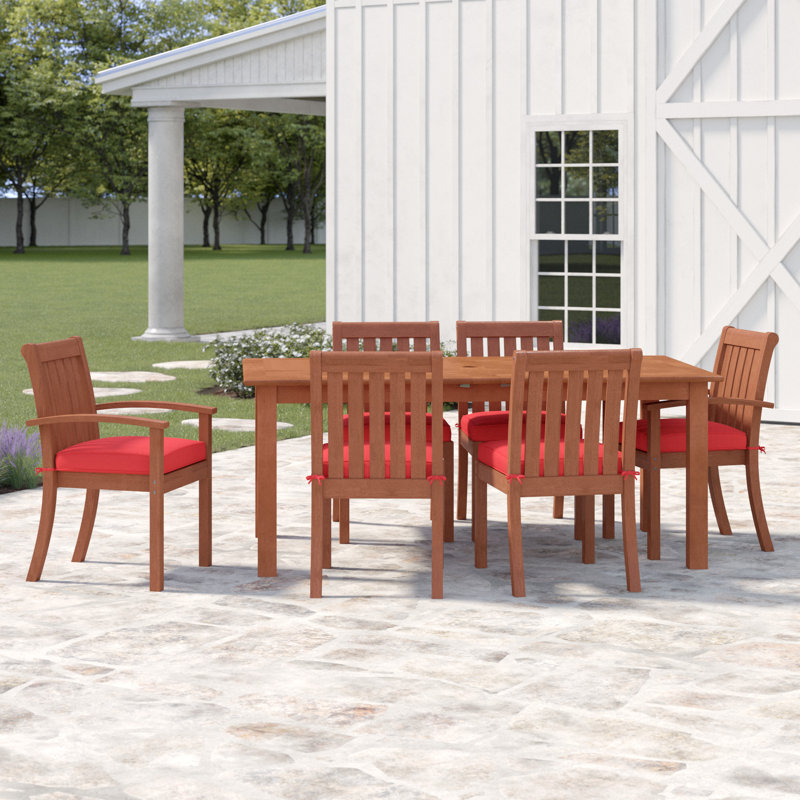 Ensemble repas 7 pièces avec coussins Anbritt, Rouge