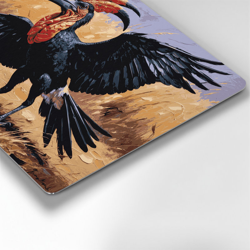 Faune, calao brun, art mural en métal, H 20 po x l 24 po