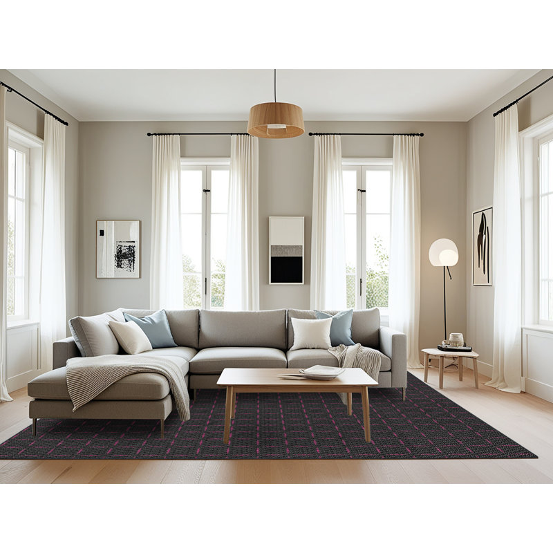 Tapis décoratif brun foncé à motif géométrique Riker, Rectangle 8 pi x 12 pi