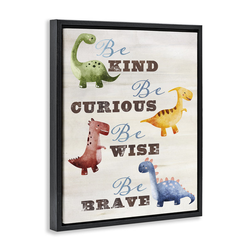 Kind Curious Wise Dinosaurs, Cadre flottant noir de jais, H 21 po x l 17 po