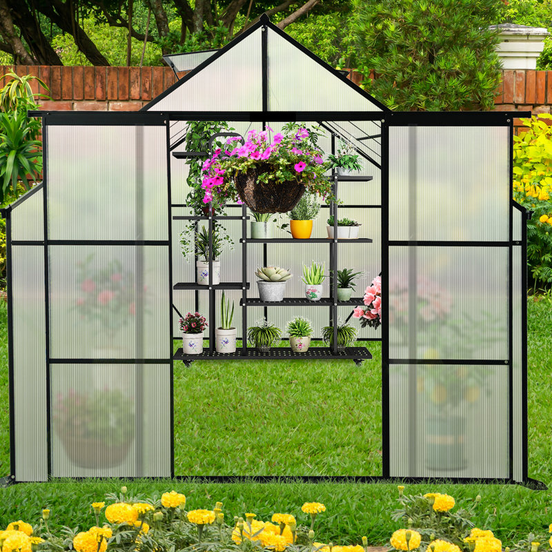 All Season Walk-in Greenhouse - And Spacious With Drainage Gutter Plant Protection, 91.52" H x 92.62" W x 120.49" D